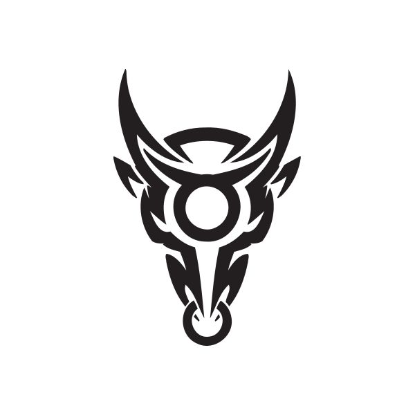Taurus bull head symbol decal in black tribal line art
