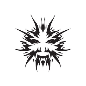 Black spiked tribal zodiac wall decal with starburst center