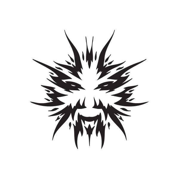 Black spiked tribal zodiac wall decal with starburst center