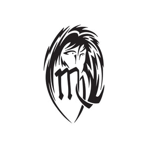 Virgo tribal face decal, bold black tribal graphic profile