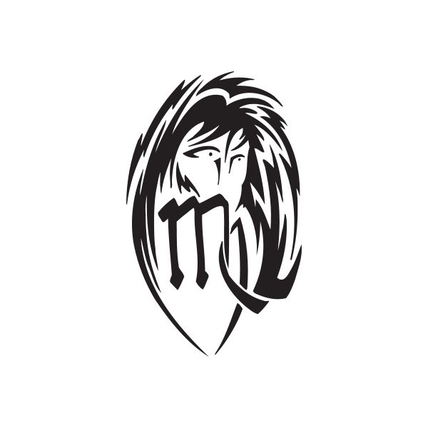 Virgo tribal face decal, bold black tribal graphic profile