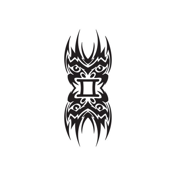 Tattoo decal with black tribal Gemini-style face design