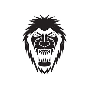 Lion roar face graphic decal with black and white lion head illustration