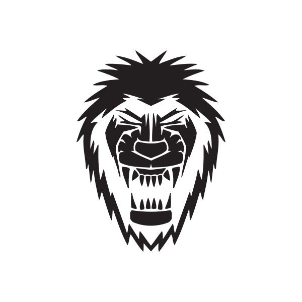 Lion roar face graphic decal with black and white lion head illustration