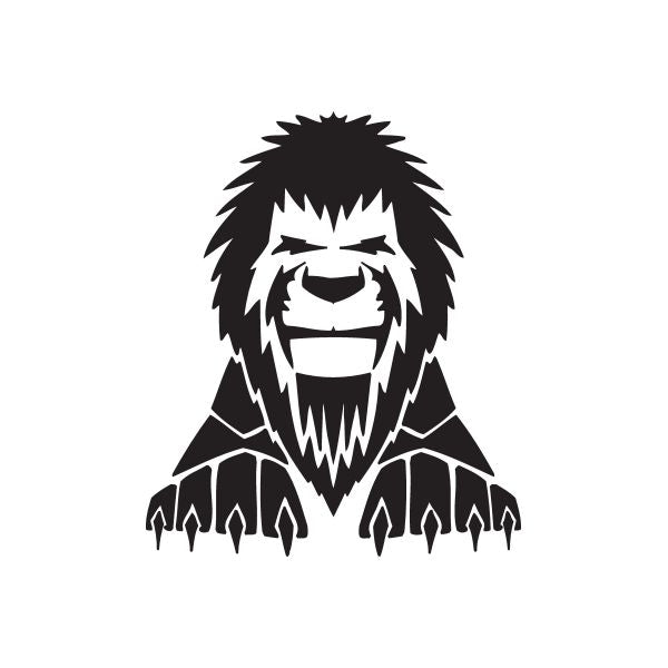 Lion head wall decal, black graphic mane and beard with dripping bottom