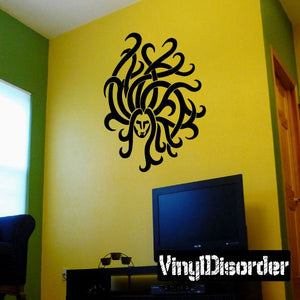 Black tribal Virgo hair decal sticker with ornate curl design