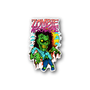 Zombie apocalypse vinyl sticker with green zombie and colorful 'Zombie Apocalypse' text