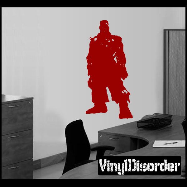 Zombie Behemoth decal, red zombie silhouette standing in profile