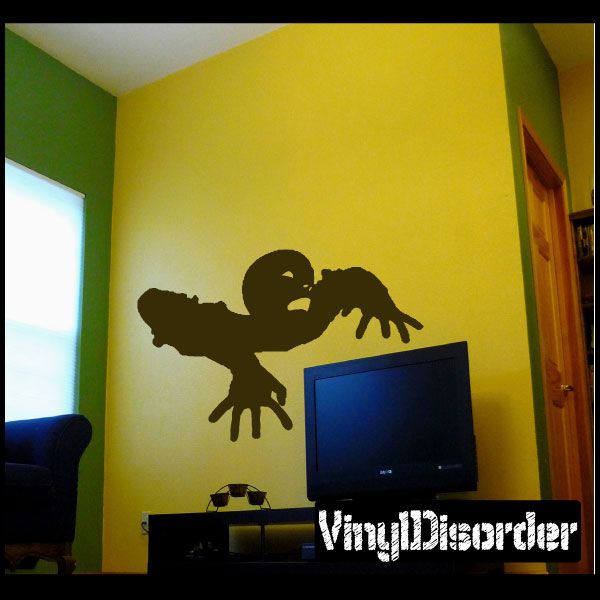 Zombie birth wall decal silhouette with gun and handprint