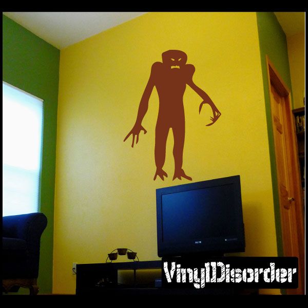 Zombie construct decal silhouette of a standing monster figure on wall