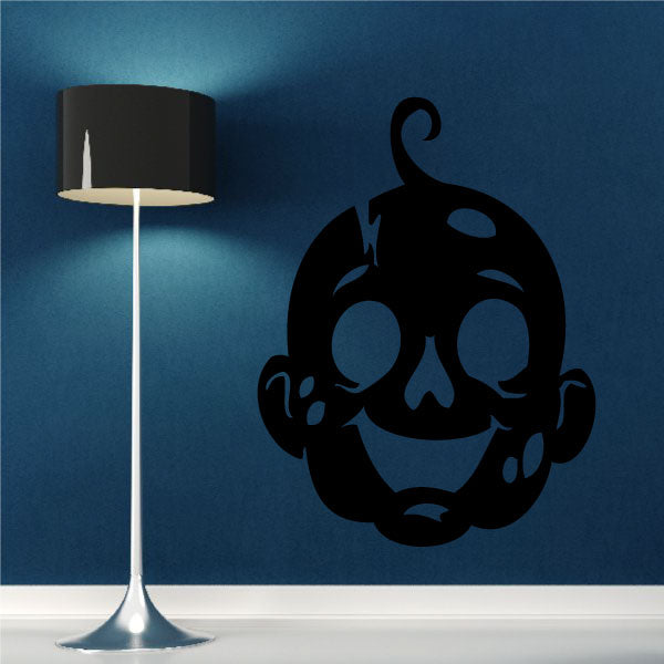 Zombie family wall decal, black zombie head with open mouth
