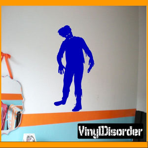 Zombie soldier decal, blue standing figure with arms at sides