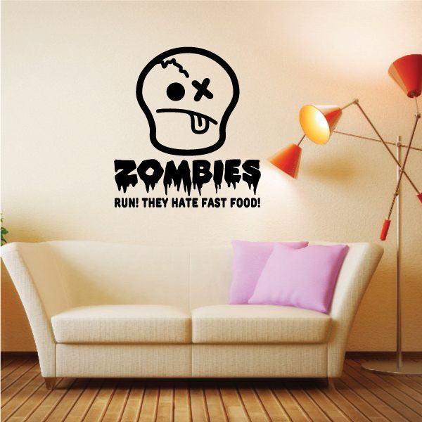 Image of Zombies Run They Hate Fast Food Decal