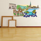 Zurich city skyline sticker with Zurich script and river view
