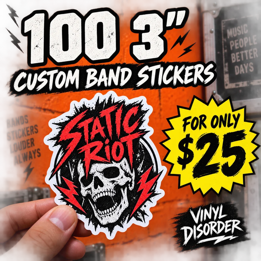 100 × 3″ band stickers — $25