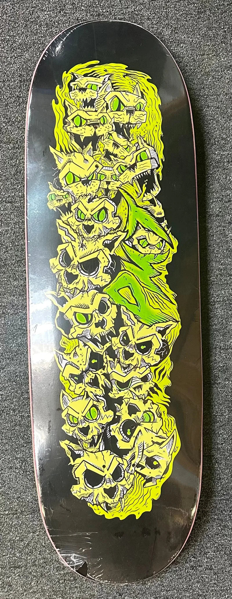 Pardon My Thrashing Caturday Skulls skateboard deck with Bobby Draws Skullz artwork