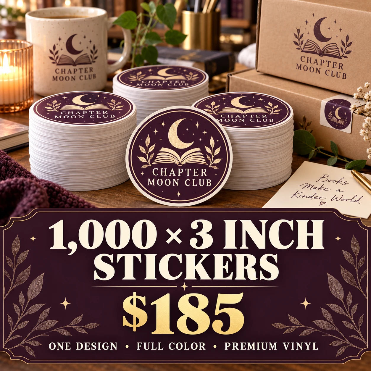 Chapter Moon Club fictional packaging and sticker ideas