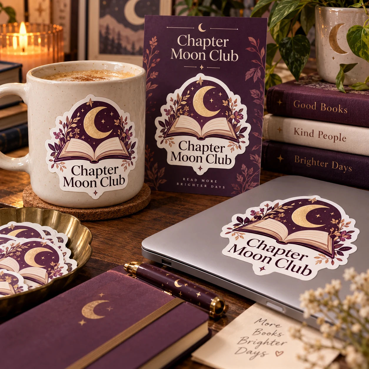 Chapter Moon Club fictional example storefront with custom lettering and stickers
