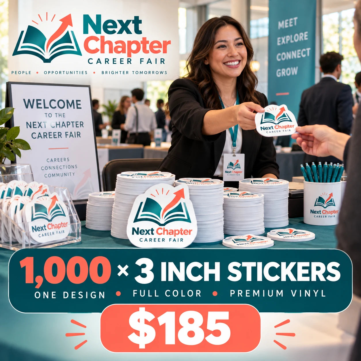 Next Chapter Career Fair fictional packaging and sticker ideas