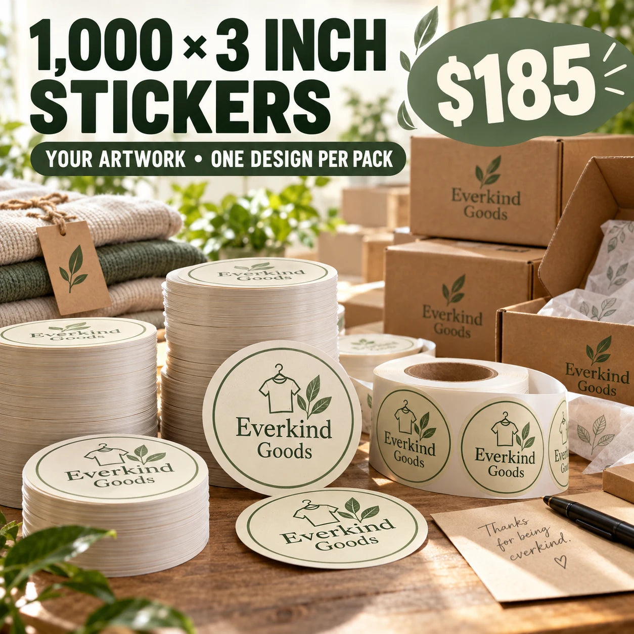 Everkind Goods fictional packaging and sticker ideas