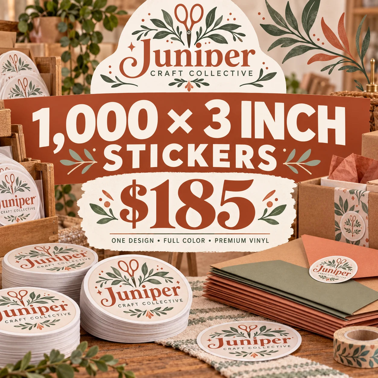 Juniper Craft Collective fictional packaging and sticker ideas