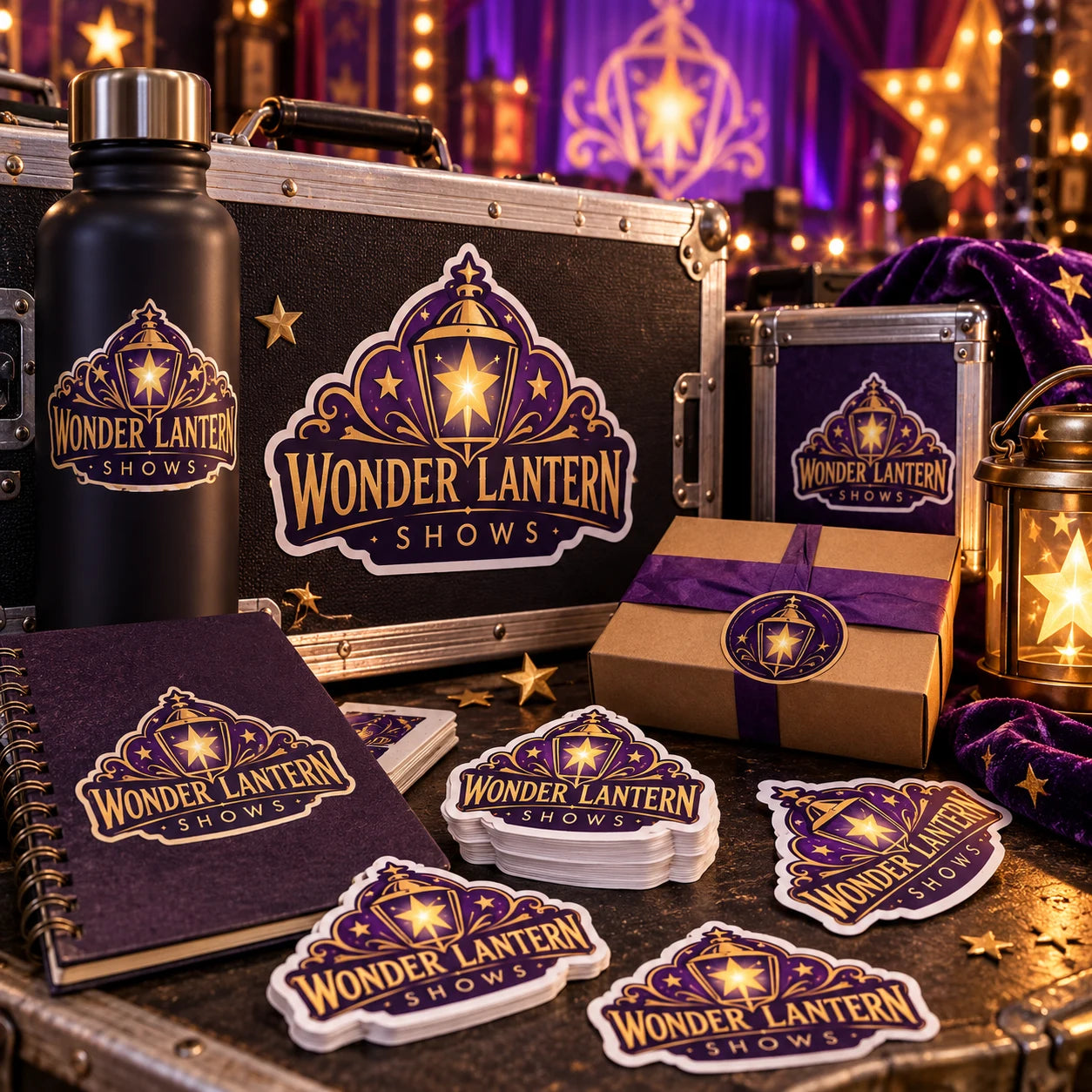 Wonder Lantern Shows fictional example storefront with custom lettering and stickers