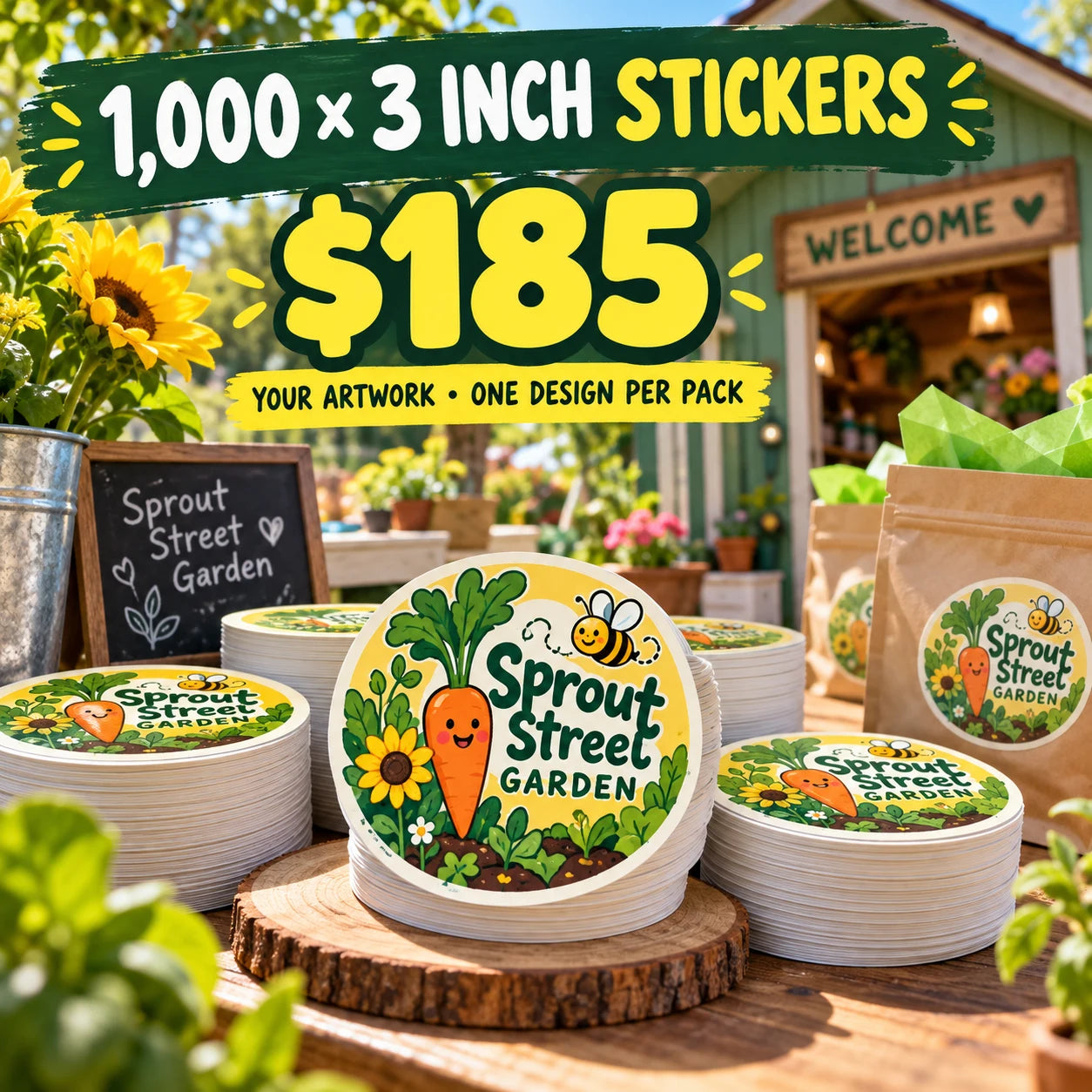 Sprout Street Garden fictional packaging and sticker ideas