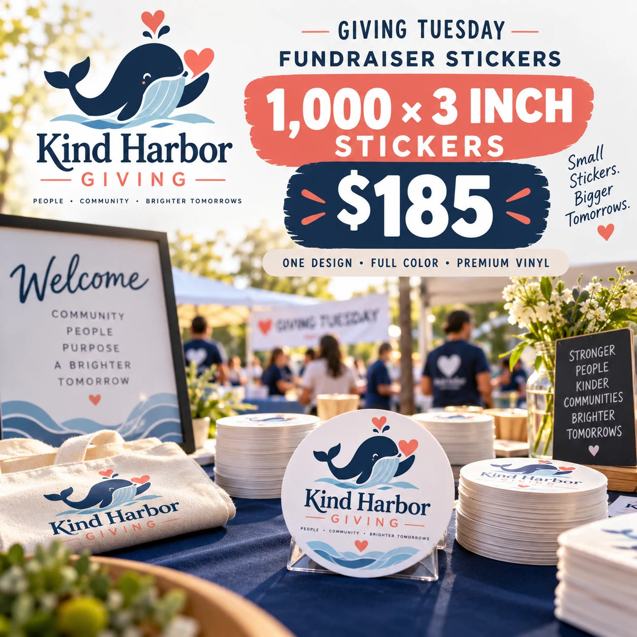 Kind Harbor Giving fictional packaging and sticker ideas