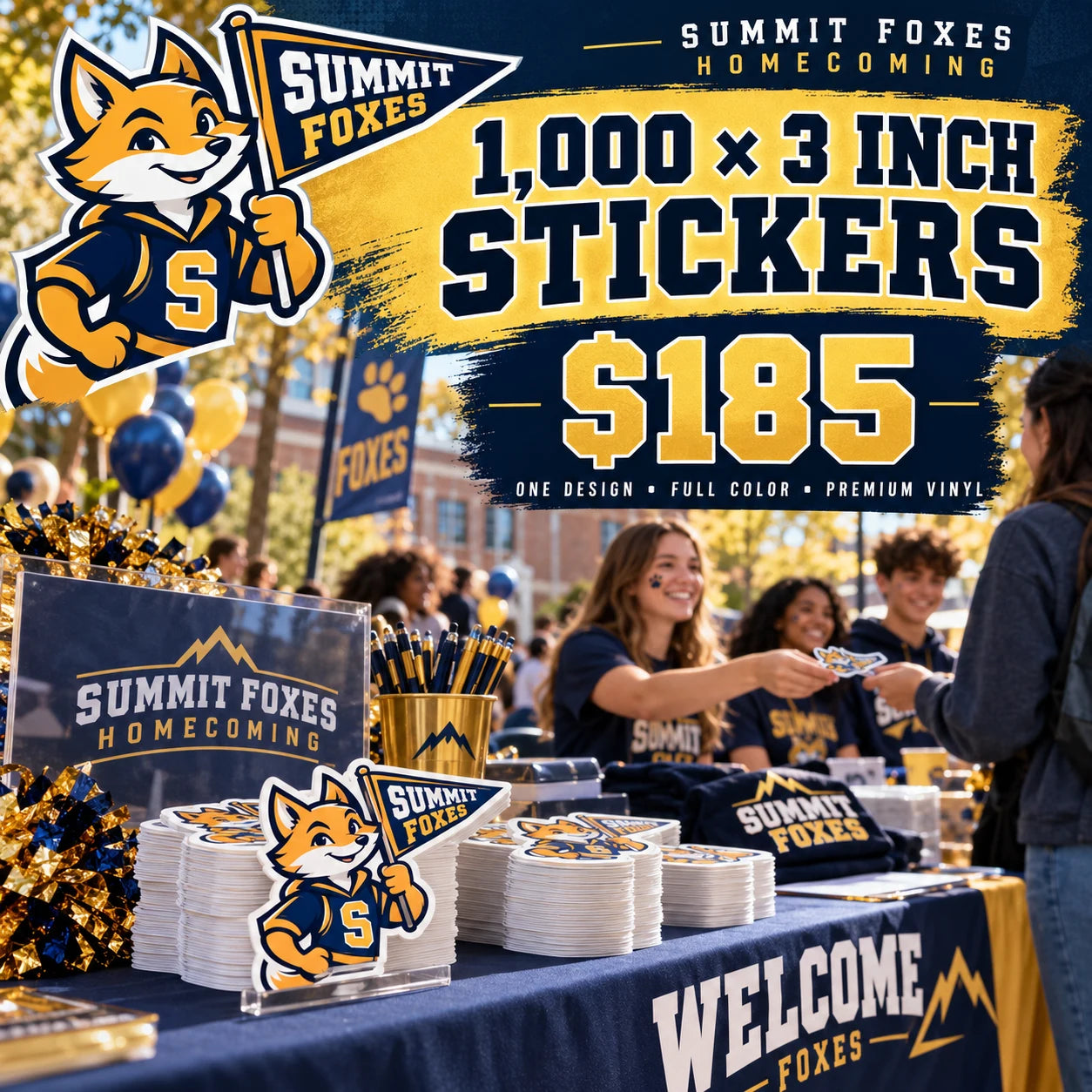 Summit Foxes Homecoming fictional packaging and sticker ideas