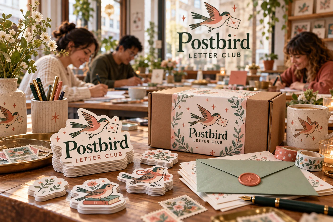 Postbird Letter Club fictional example storefront with custom lettering and stickers