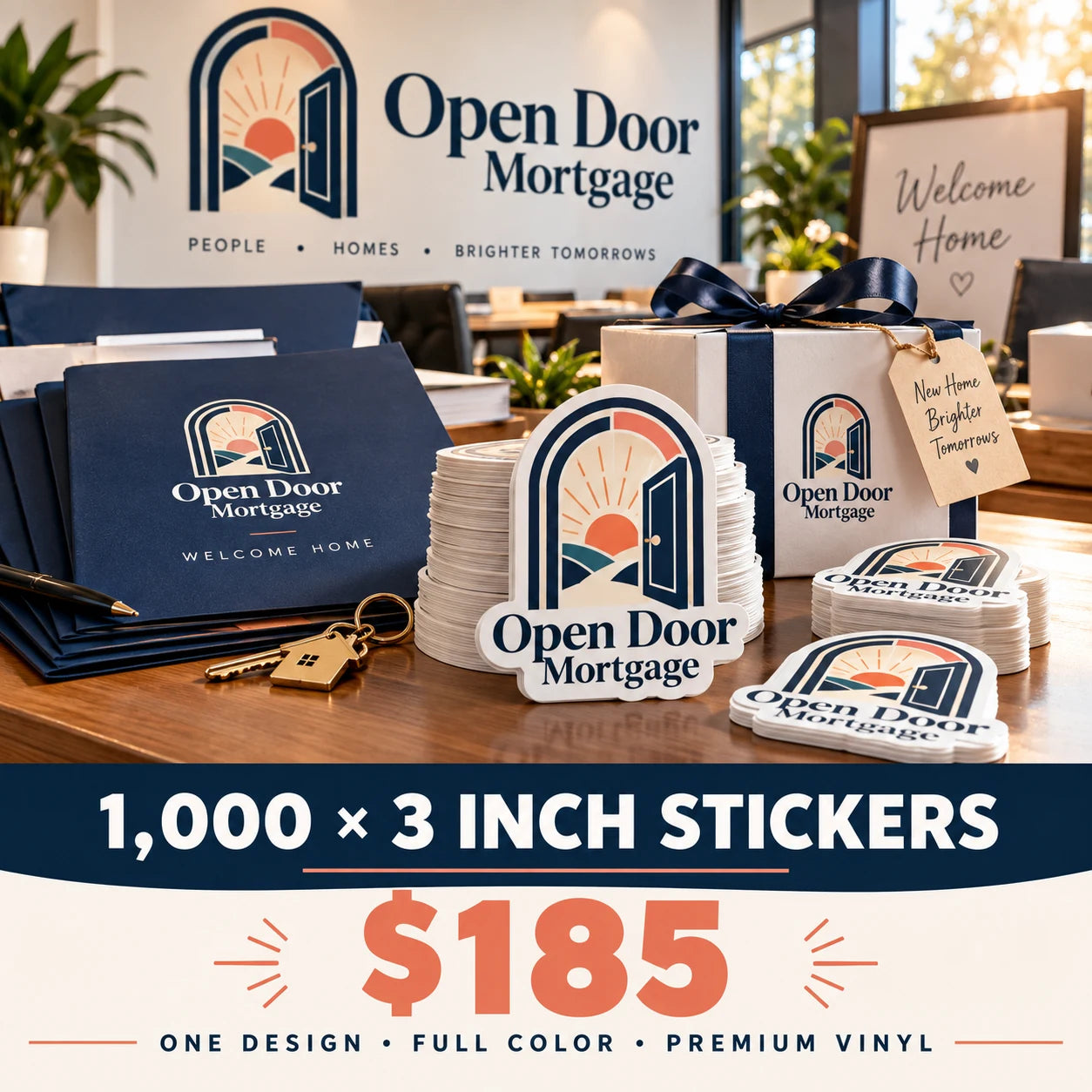 Open Door Mortgage fictional packaging and sticker ideas