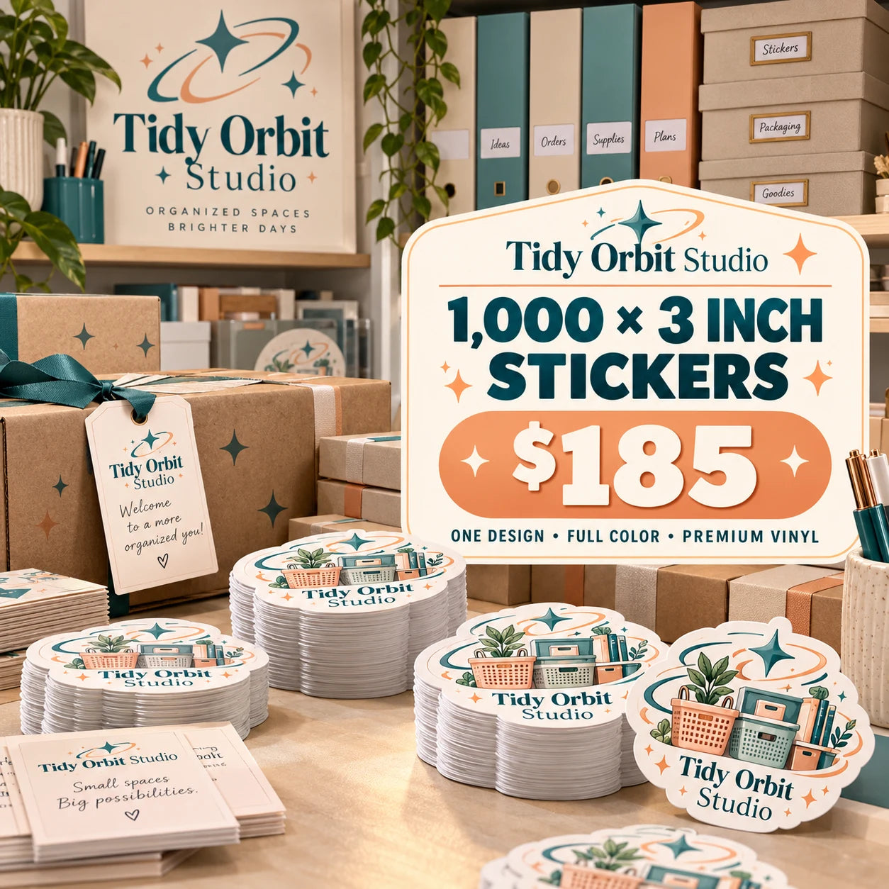 Tidy Orbit Studio fictional packaging and sticker ideas