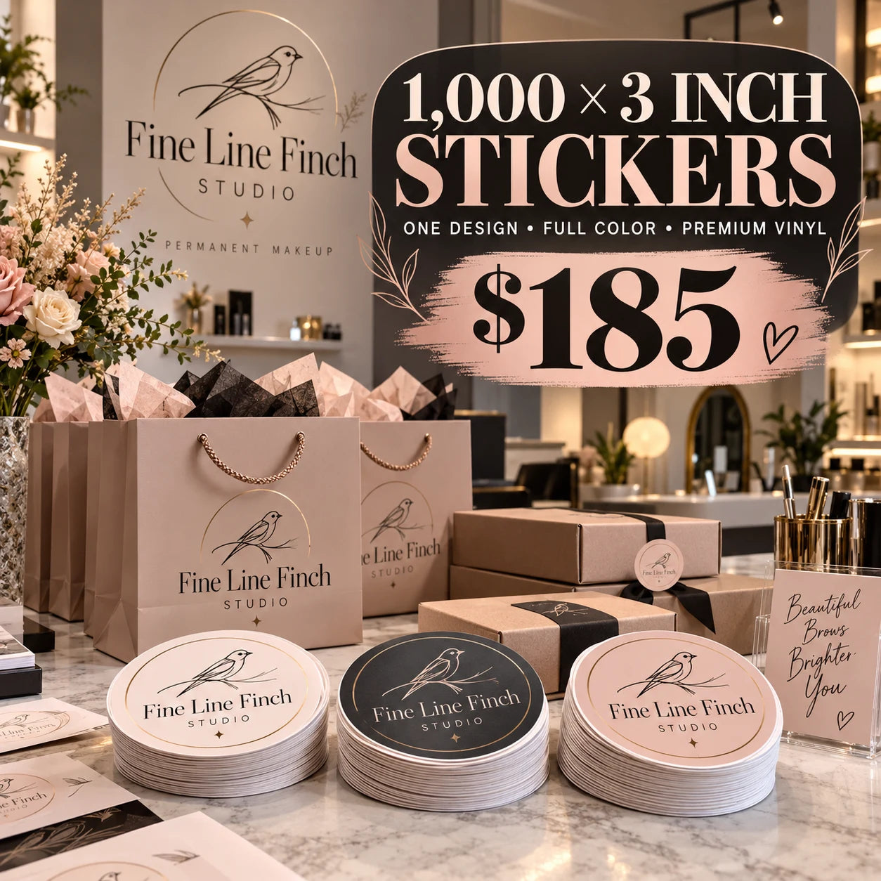 Fine Line Finch Studio fictional packaging and sticker ideas