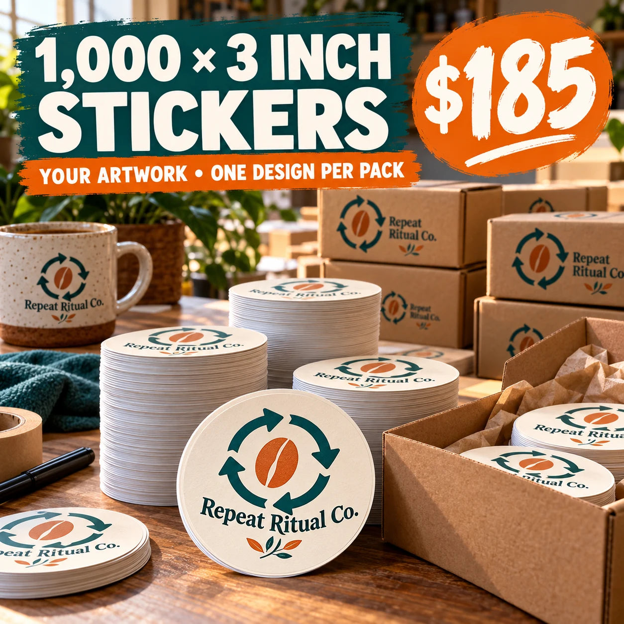Repeat Ritual Co. fictional packaging and sticker ideas
