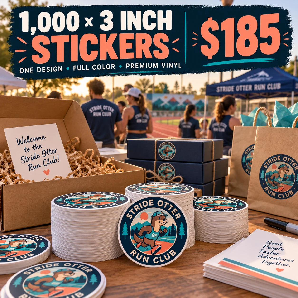 Stride Otter Run Club fictional packaging and sticker ideas