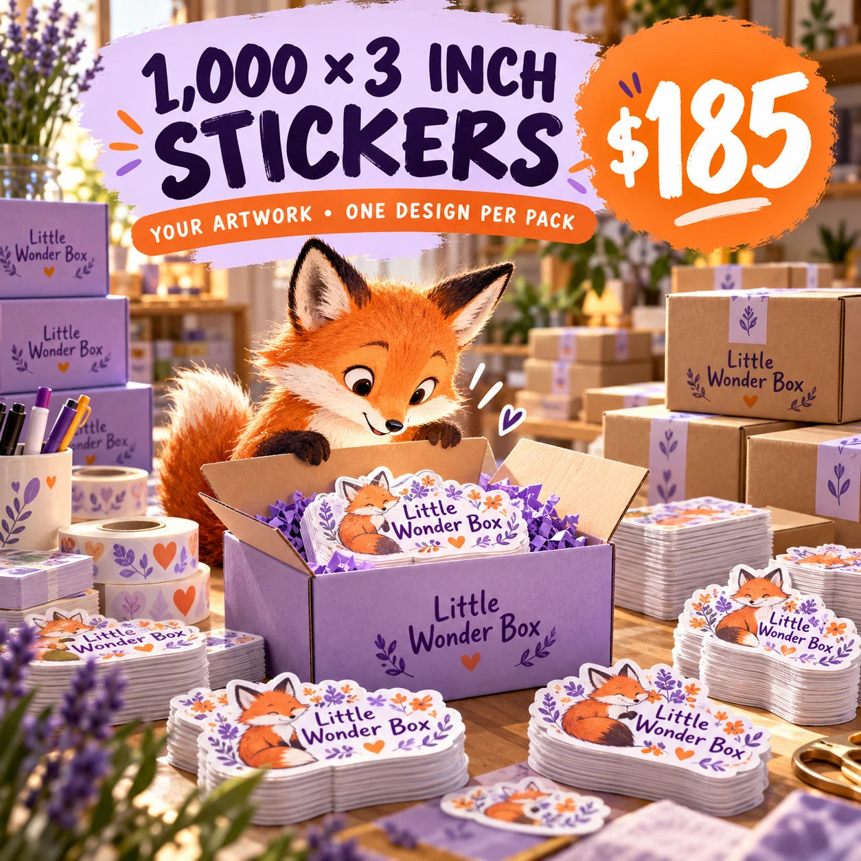 Little Wonder Box fictional packaging and sticker ideas