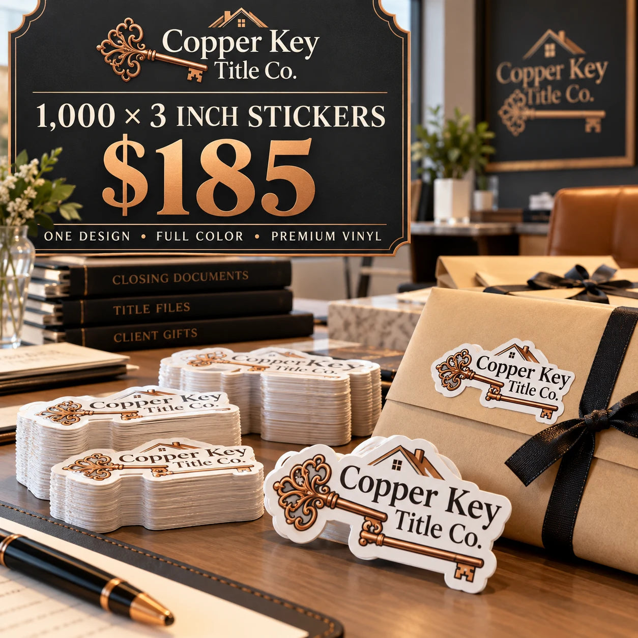 Copper Key Title Co. fictional packaging and sticker ideas