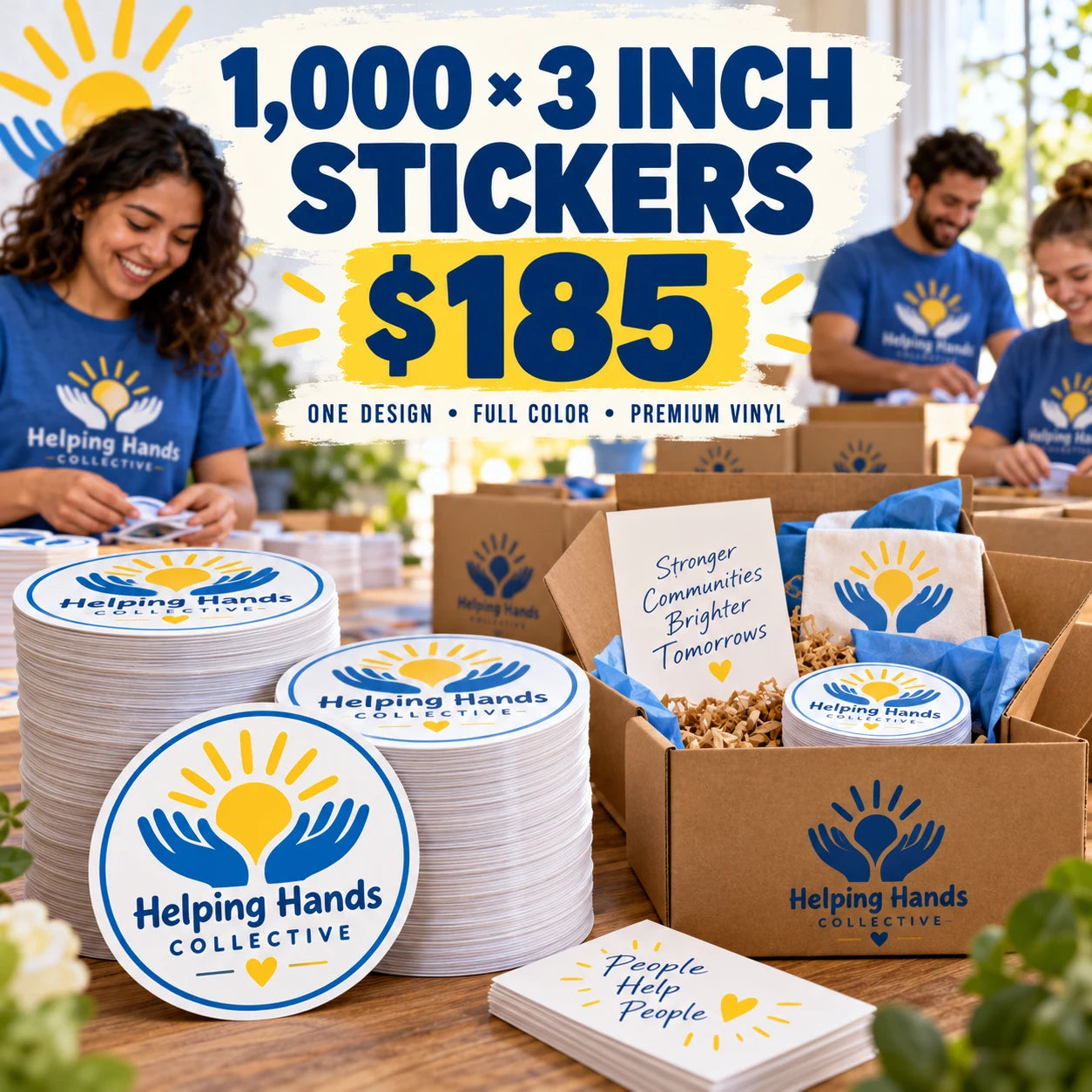 Helping Hands Collective fictional packaging and sticker ideas
