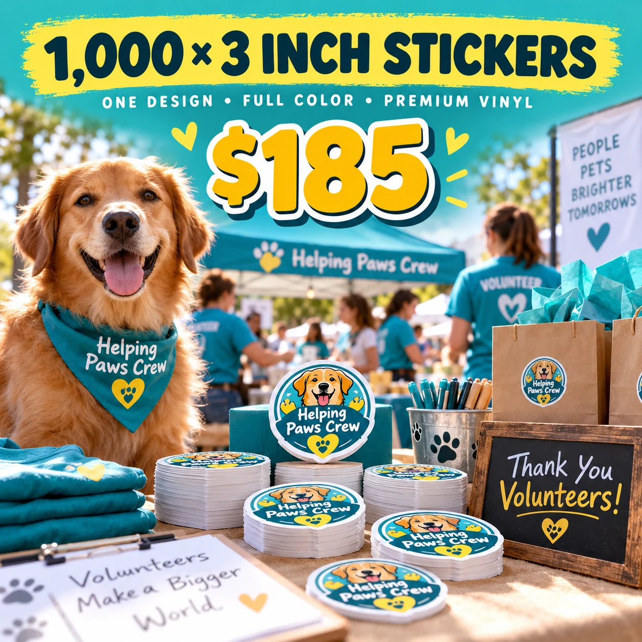 Helping Paws Crew fictional packaging and sticker ideas