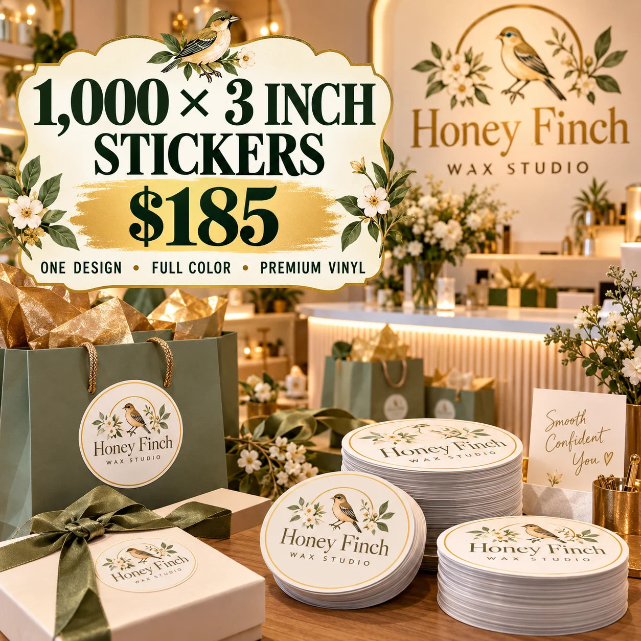 Honey Finch Wax Studio fictional packaging and sticker ideas