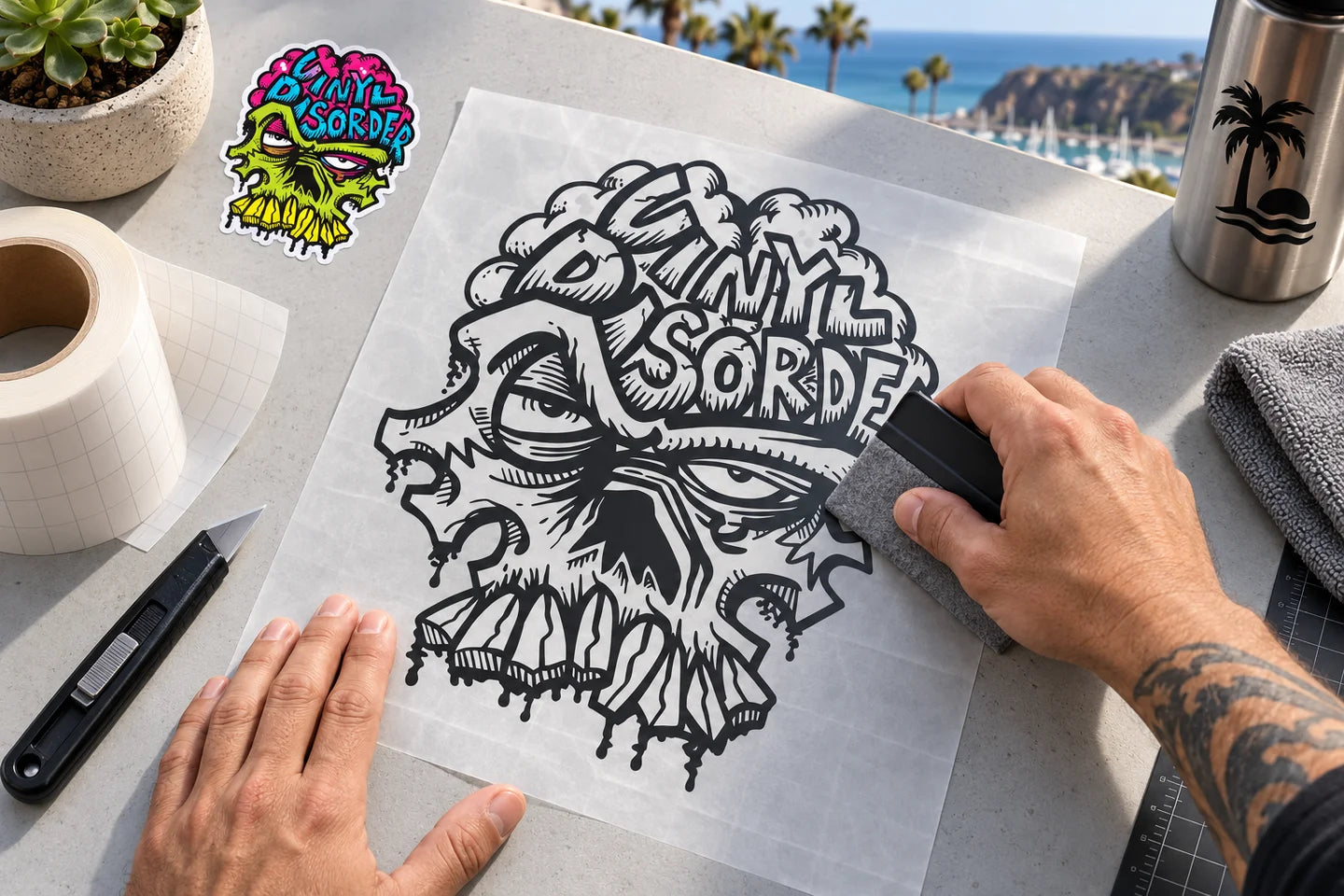 Decal Installation Tips — illustrative branded coastal scene