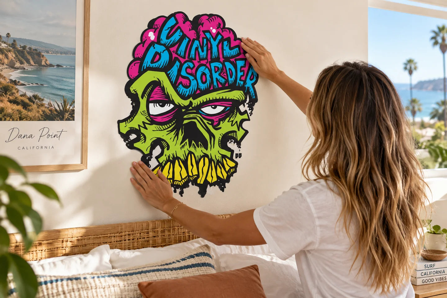 How to install a Vinyl Fabric Wall Decal — illustrative branded coastal scene