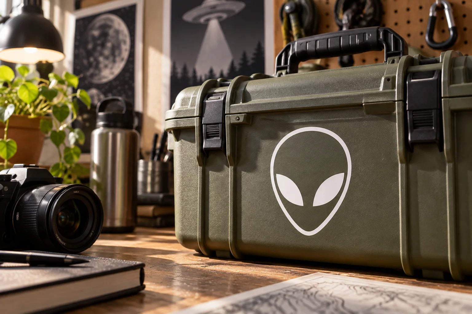 Illustrative Alien Decals vinyl application in a realistic separate close-up lifestyle scene.