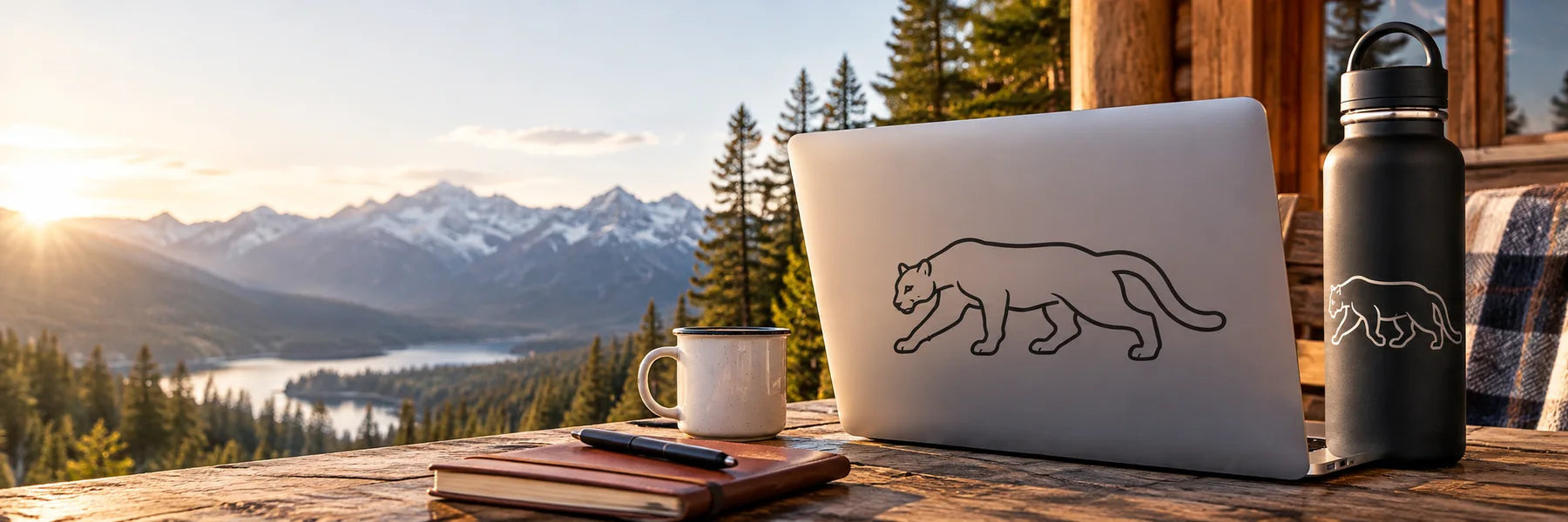 Illustrative Cougar Decals vinyl application in a realistic panoramic lifestyle scene.