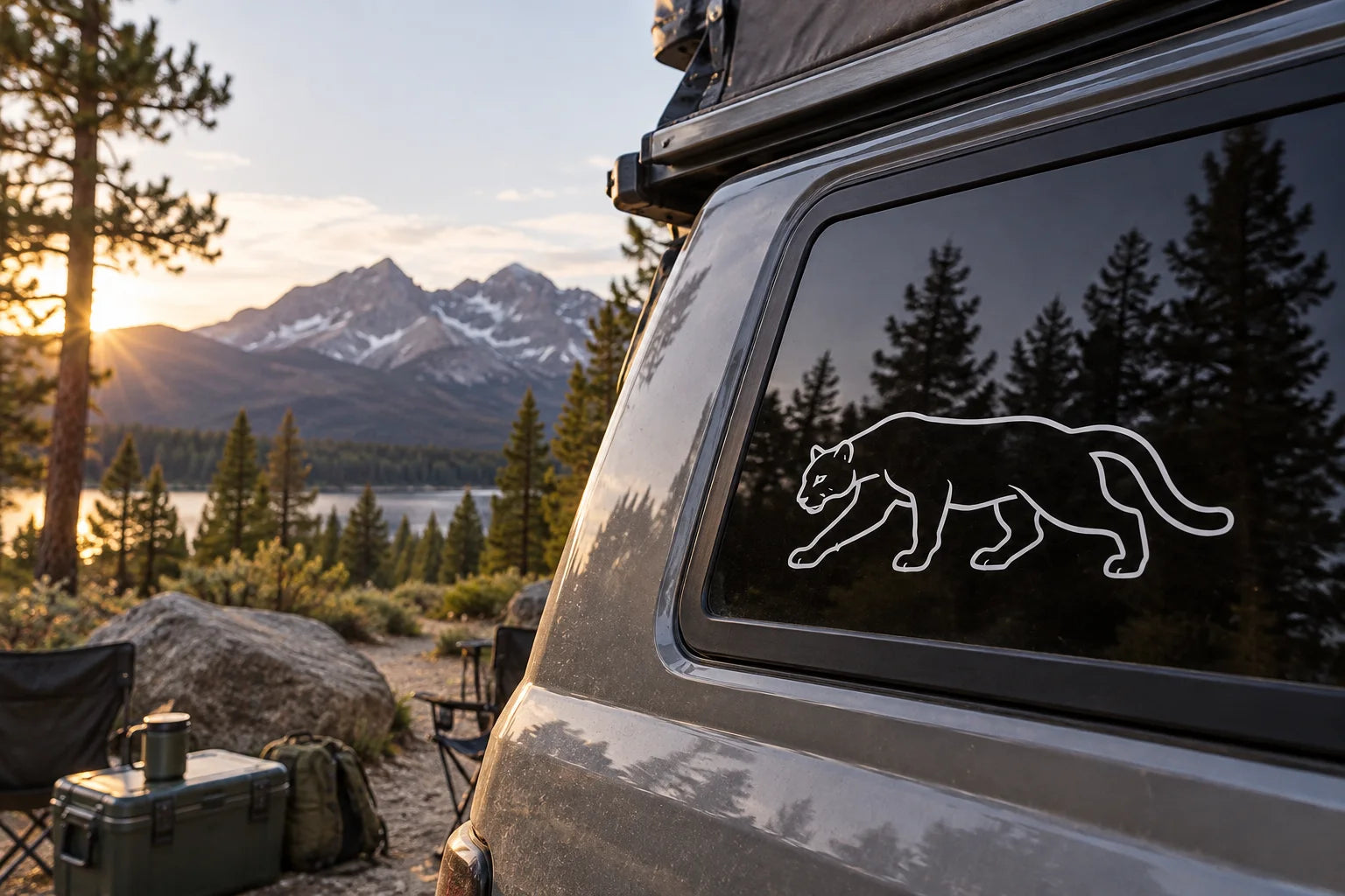 Illustrative Cougar Decals vinyl application in a realistic separate close-up lifestyle scene.