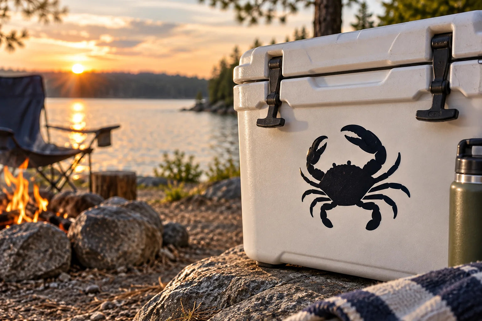 Illustrative Crab Decals vinyl application in a realistic separate close-up lifestyle scene.