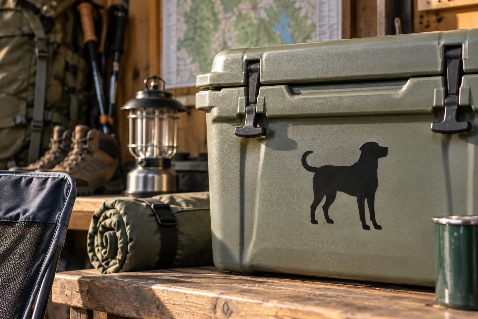 Illustrative Dog Decals vinyl application in a realistic separate close-up lifestyle scene.