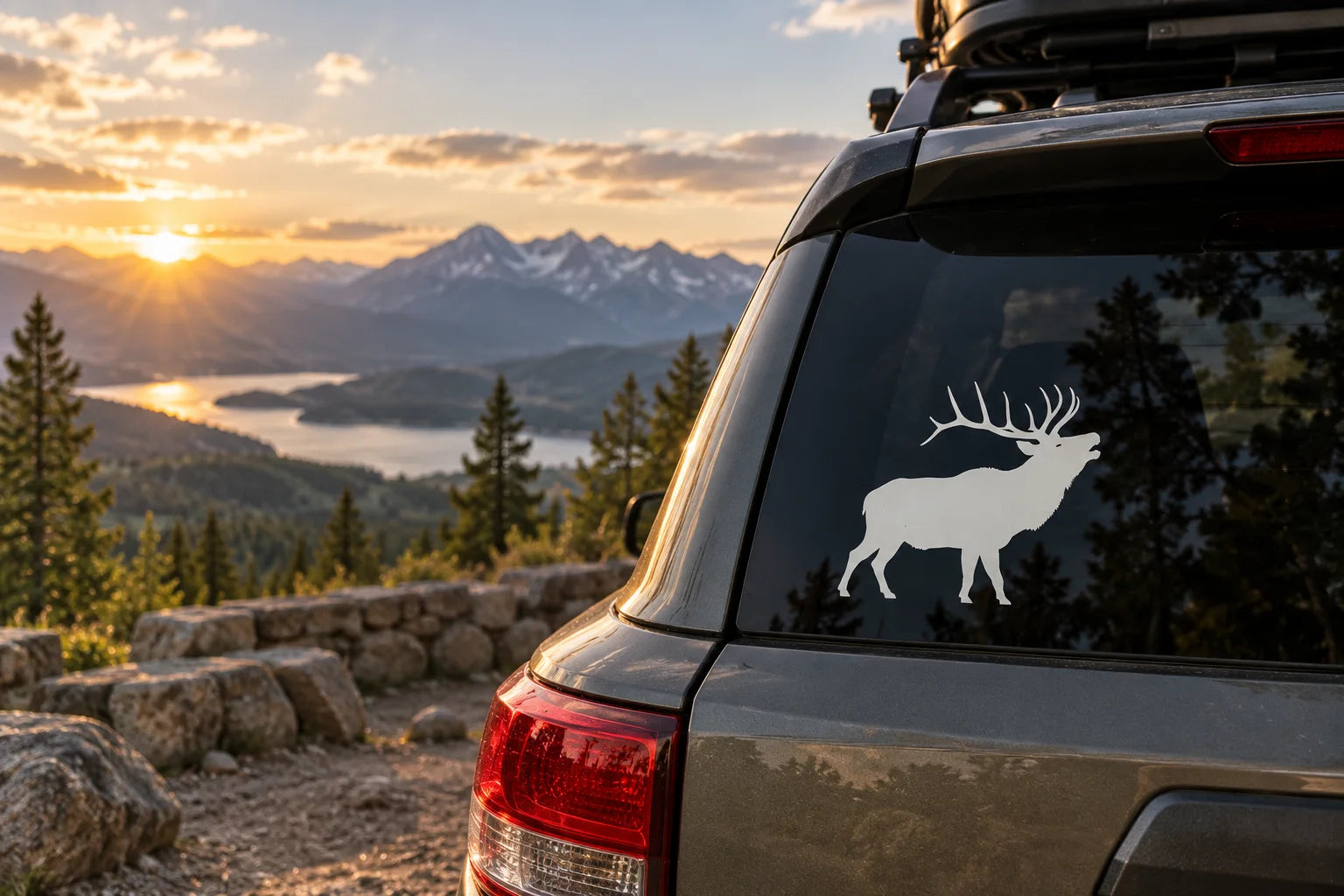 Illustrative Elk Decals vinyl application in a realistic separate close-up lifestyle scene.