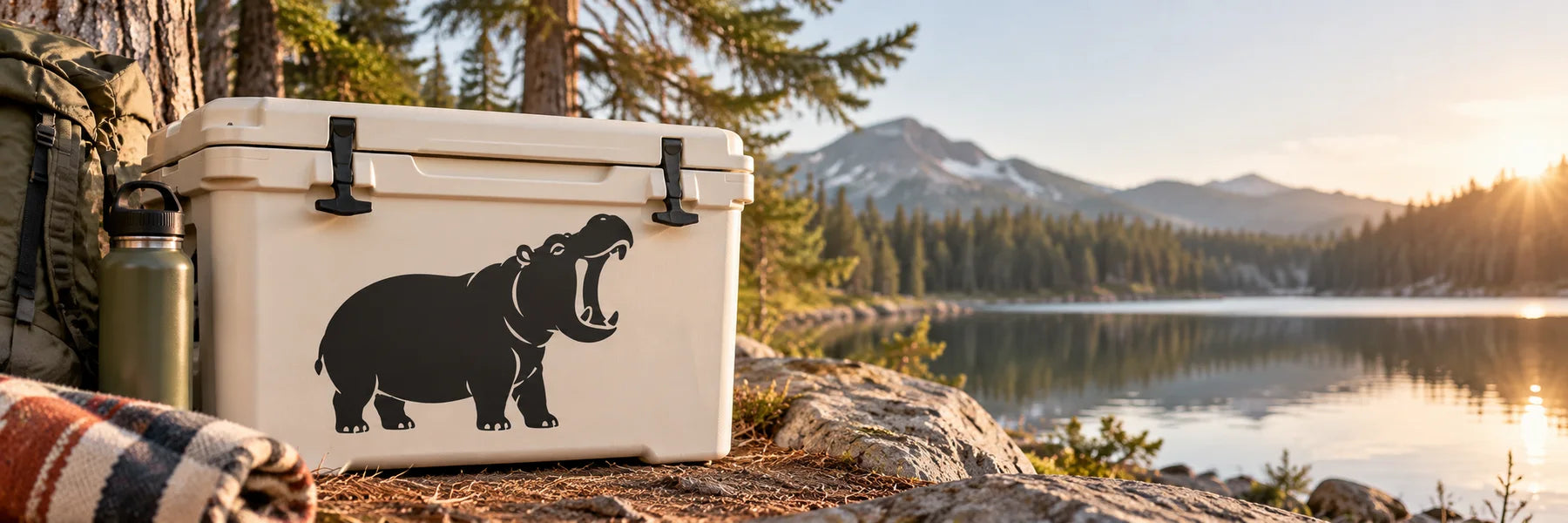 Illustrative Hippo Decals vinyl application in a realistic panoramic lifestyle scene.