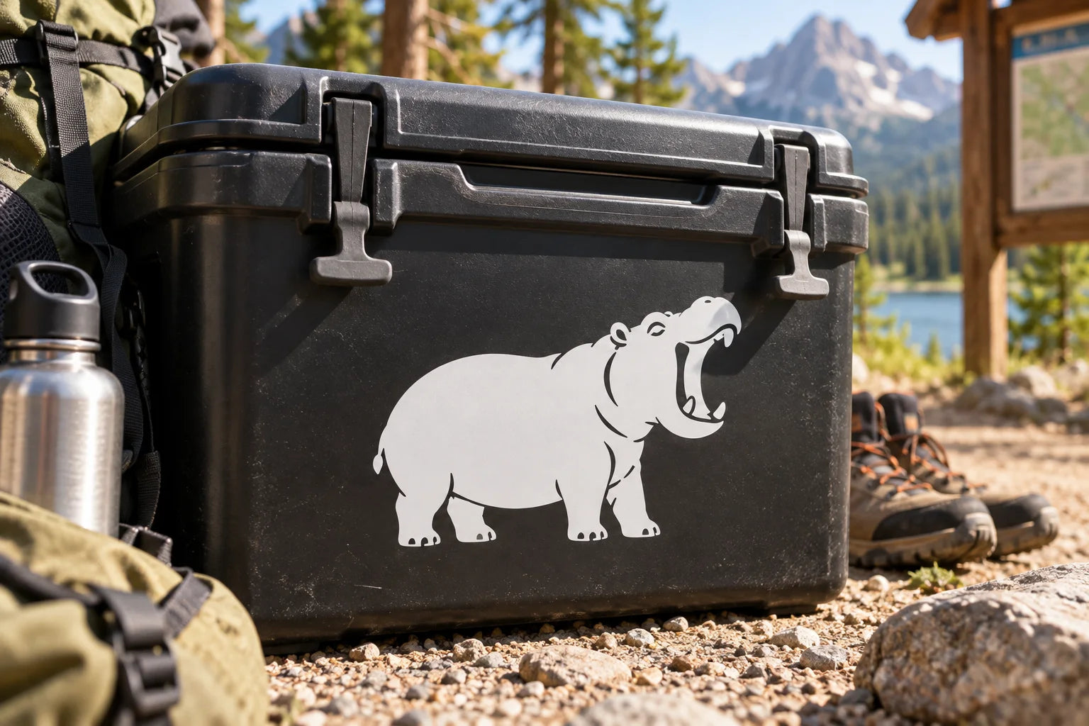 Illustrative Hippo Decals vinyl application in a realistic separate close-up lifestyle scene.